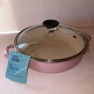 NWT - Chefs Atelier Enamel 3.4 QT Pink Cooking Pot